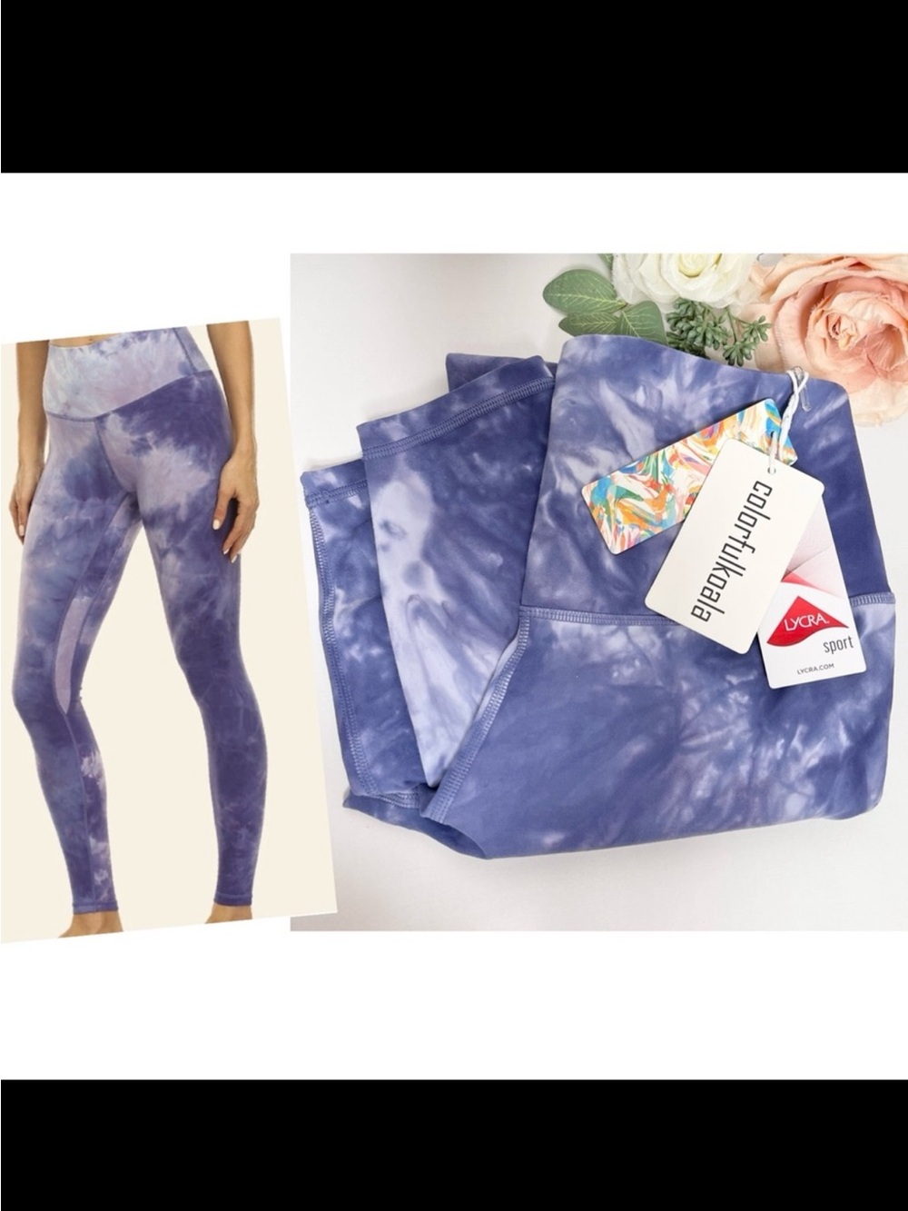 NWT Colorfulkoala Tie Dye Purple Leggings sz M XL